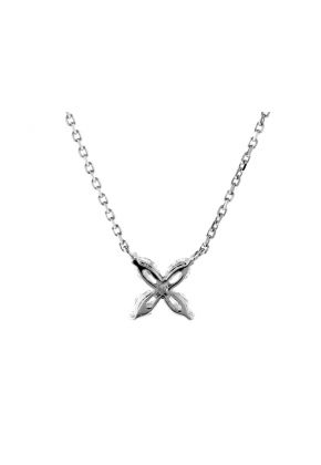 Double Circle Pendant with Diamonds in 18k White Gold