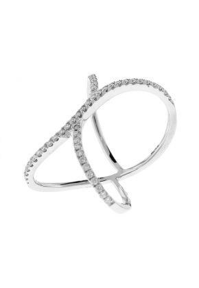 Crossover X Statement Ring with Diamonds in 18k White Gold