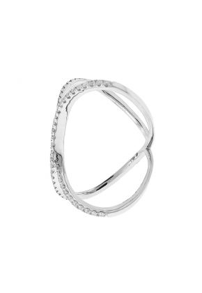 Crossover X Statement Ring with Diamonds in 18k White Gold