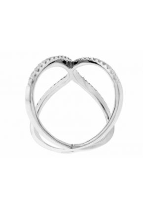 Crossover X Statement Ring with Diamonds in 18k White Gold