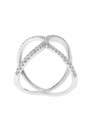 Crossover X Statement Ring with Diamonds in 18k White Gold
