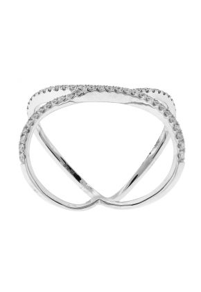 Crossover X Statement Ring with Diamonds in 18k White Gold