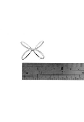 Crossover X Statement Ring with Diamonds in 18k White Gold