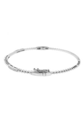 Beaded Bangle with Bar Design of Diamonds in 14kt White Gold