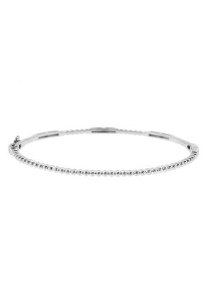 Beaded Bangle with Bar Design of Diamonds in 14kt White Gold