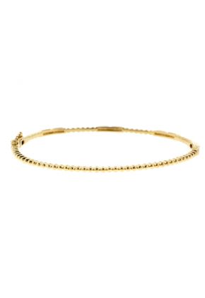 Beaded Bangle with Bar Design of Diamonds in 14kt Yellow Gold