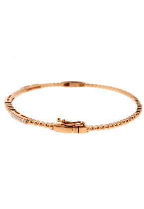 Diamond Bar Bracelet / Bangle - 14k Rose Gold Jewelry - Beaded Design