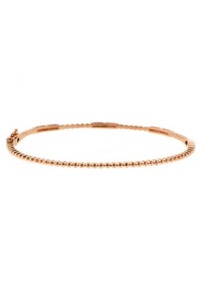 Diamond Bar Bracelet / Bangle - 14k Rose Gold Jewelry - Beaded Design