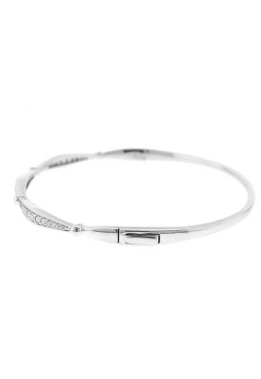 14k White Gold Bangle with Graduating Diamonds