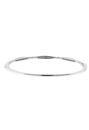 14k White Gold Bangle with Graduating Diamonds