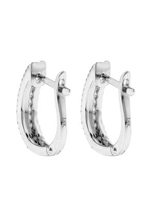 Double Row Diamond Earrings - Beaded Design in 14k White Gold