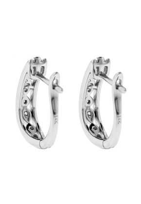Openwork Diamond Earrings [Huggies] in 14k White Gold - Round and Pear Pattern