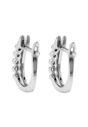 Huggie Earrings - Diamond Double Row in 14k White Gold