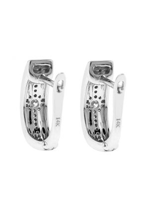 14k White Gold Earrings / Diamond Huggies - Cluster Design