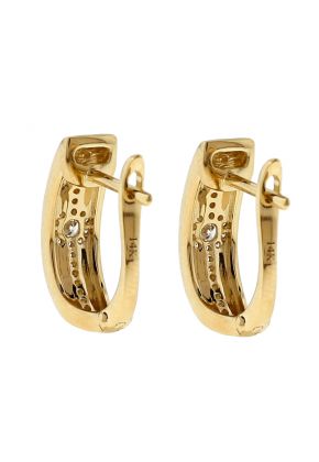14k Yellow Gold Earrings / Diamond Huggies - Cluster Design