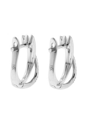 Diamond Earrings / Crossover Huggies in 14k White Gold