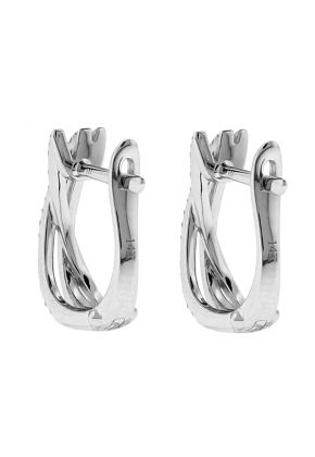 Crossover Diamond Earrings / Huggies in 14k White Gold