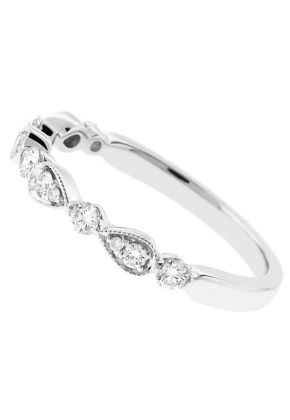Diamond Milgrain Wedding Band / Stackable Ring in 18k White Gold - Pear and Round Design