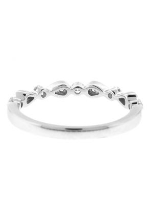 Diamond Milgrain Wedding Band / Stackable Ring in 18k White Gold - Pear and Round Design