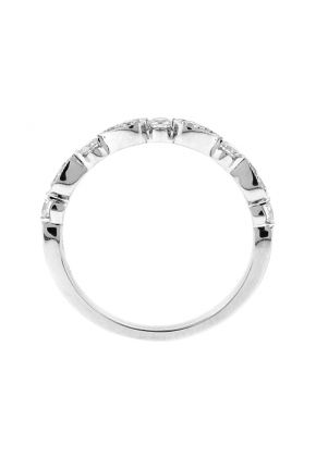 Diamond Milgrain Wedding Band / Stackable Ring in 18k White Gold - Pear and Round Design