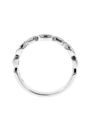 Diamond Milgrain Wedding Band / Stackable Ring in 18k White Gold - Marquise and Square Design