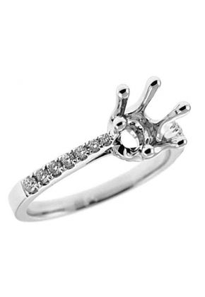 Thin Graduating Shank with Diamonds under Crown Diamond Engagement Ring Semi Mount
