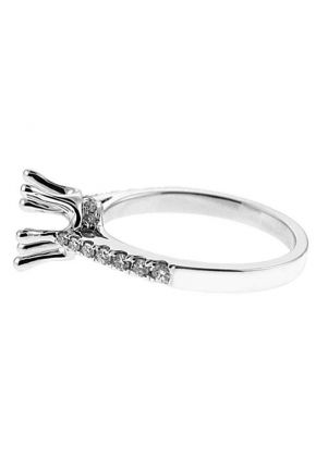 Thin Graduating Shank with Diamonds under Crown Diamond Engagement Ring Semi Mount