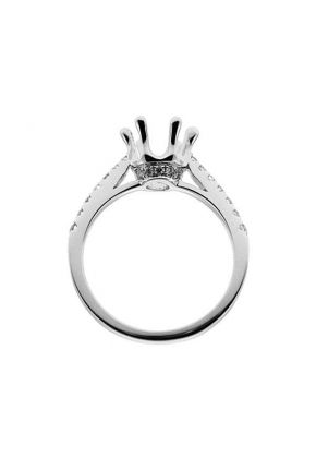 Thin Graduating Shank with Diamonds under Crown Diamond Engagement Ring Semi Mount
