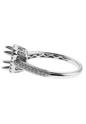 Square Box Halo with Pave Shank Engagement Ring Semi Mount