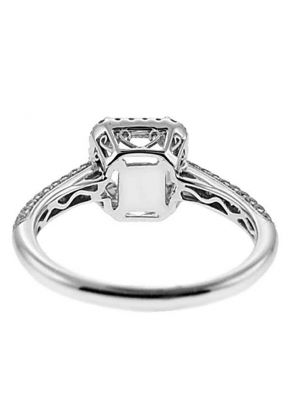Square Box Halo with Pave Shank Engagement Ring Semi Mount