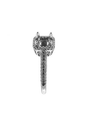 Square Box Halo with Pave Shank Engagement Ring Semi Mount