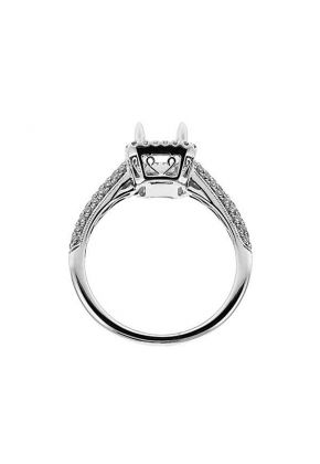 Square Box Halo with Pave Shank Engagement Ring Semi Mount