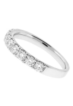 Diamond Wedding Band in 18k White Gold - 9 Stone - 3mm - Single Row