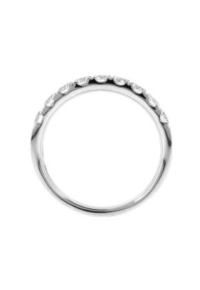 Diamond Wedding Band in 18k White Gold - 9 Stone - 3mm - Single Row
