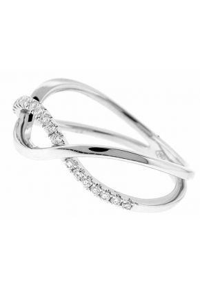 Diamond Twist / Crossover Ring in 18k White Gold