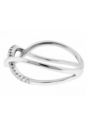 Diamond Twist / Crossover Ring in 18k White Gold