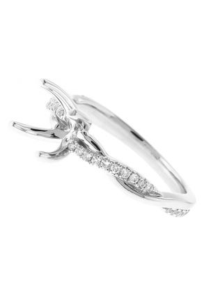 Twist Shank Diamond Engagement Ring in 18k White Gold - Semi Mount