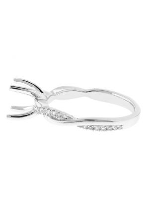 Twist Shank Diamond Engagement Ring in 18k White Gold - Semi Mount