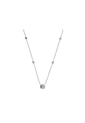 Diamond Cluster Necklace with Bezel Set Diamonds on Chain in 18kt White Gold