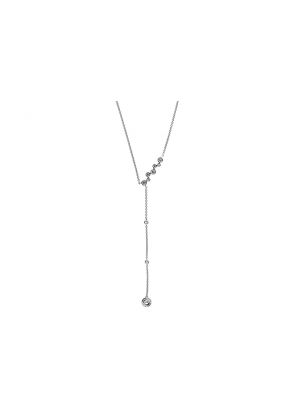 Diamond Y Necklace 18k White Gold - Zig Zag Bubble Cluster Design