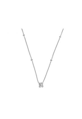 Emerald-Shaped Diamond Cluster Necklace in 18kt White Gold