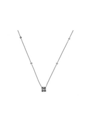 Emerald-Shaped Diamond Cluster Necklace in 18kt White Gold