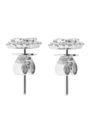 Cushion Shape Diamond Cluster Earrings / Studs - 18kt White Gold Jewelry