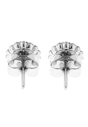 Round Cluster Studs / Diamond Earrings - 18k White Gold Jewelry