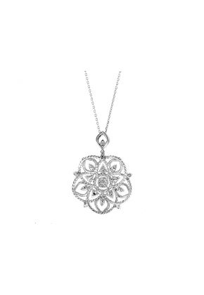 Flower Petals Pendant / Necklace - Rope Design - 18k White Gold Jewelry