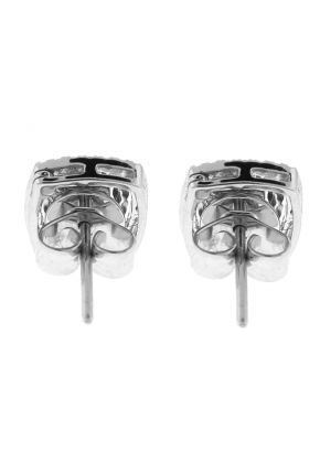 Square Diamond Cluster Studs - Convertible Dangling Earrings - Halo Style - 18k White Gold Jewelry
