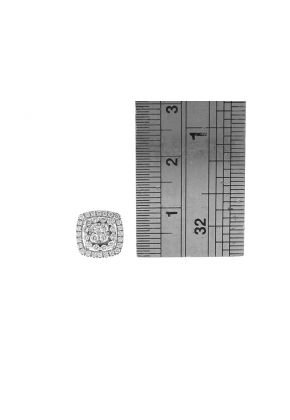 Square Diamond Cluster Studs - Convertible Dangling Earrings - Halo Style - 18k White Gold Jewelry