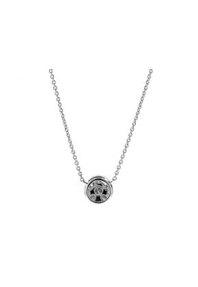 Diamond Necklace / Round Cluster Pendant - 18k White Gold Jewelry