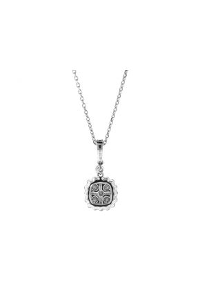 Square Diamond Cluster Pendant / Necklace - 18k White Gold Jewelry