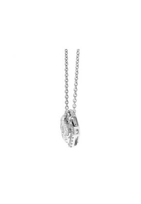 Cluster Necklace / Diamond Pendant - Halo Style - 18k White Gold Jewelry